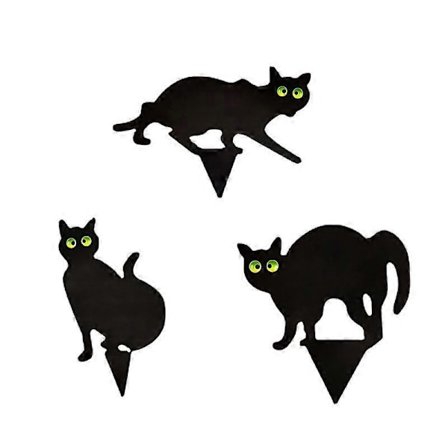 Kat Figur Jordindsats Dekorationssæt 3 Stk 2d Livagtig Killing Med Reflekterende Øjne