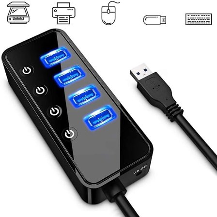 4-ports USB 3.0 Hub med 4 USB 3.0 dataportar och 1 USB Smart Charging Port