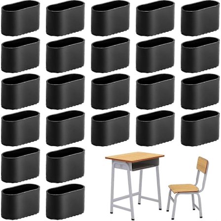 24 Stolebensbeskyttere, 40 x 20 mm Stolebensbeskyttere, Ovale Stolebensbeskyttere, Skridsikre, Beskytter Stoleben, Gulv, Passer til Ovale Rørpropper