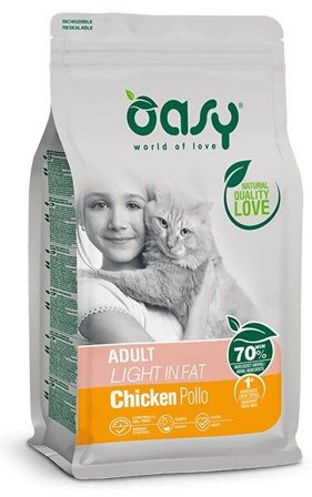 Oasy Lifestage Adult Light in Fat Pollo Cibo Secco Per Gatti