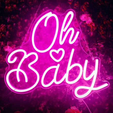 Oh Baby Neonskylt för Väggdekor, Oh Baby Skylt för Bakgrund, Rosa Neonljus för Könavslöjandefest, för Bröllop Babyshower, Neonljus