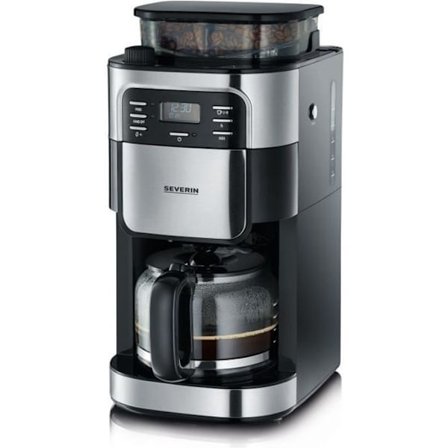 SEVERIN 4810 Kaffebryggare med filter och integrerad kvarn - svart och rostfritt stål - 1000W - 1,4 L