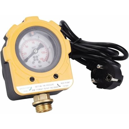 Vannpumpe Trykkstyring Bryter, 220V 10 Bar Trykkregulator Enhet Elektronisk Bryter for Vannpumpe (EU-kontakt) Solvann Pumpe Vannpumpe Trykk