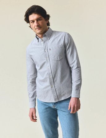 Lexington Clothing Casual Striped Oxford B.d Shirt - Blue - M