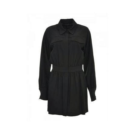 Federica Tosi Long sleeve mini shirt Kjole Sort, Dame
