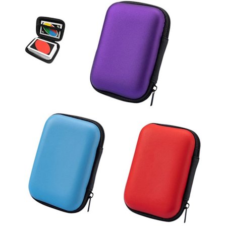 Tre-delt lommebok-stil kortspillorganisator - dimensjoner: 11 x 8 x 4 cm