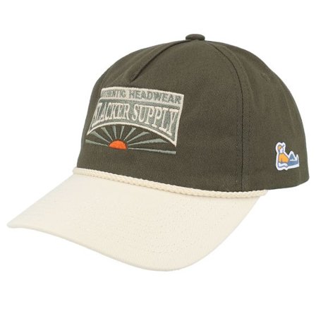 Slacker Supply - Grön adjustable Keps - Sunrise Batch Logo Rope Golfer Olive/Stone A-frame Adjustable @ Hatstore