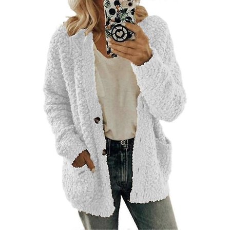 Stor Størrelse Dame Teddybjørn Kåpe Vinter Cardigan Jakke Casual Yttertøy_s