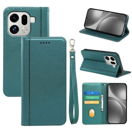 Oppo Find X9 Pro 5G Plånboksfodral Magnetstängning Konstläder - Grön