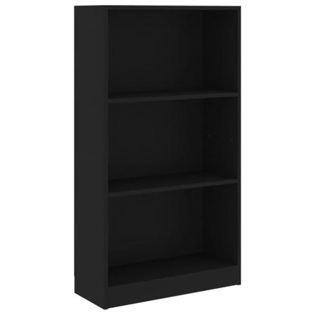 Vidaxl Bokhylla 3 Hyllor Svart 60x24x109 Cm Konstruerat Trä Svart