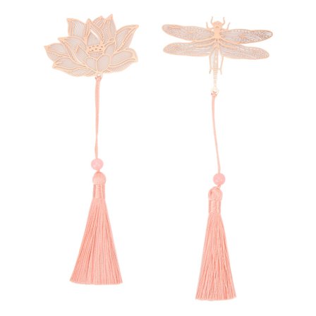 2 stk. Rosaguld Hul Bogmærke Elegante Kvaster Rustfrit Stål Belægning Metal Bogmærke til Bogelskere Læsere