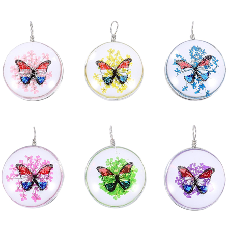 6 stk Tørkede Pressede Blomster Tørket Blomster Smykkebeslag Brettebrett Henger Dråpeformet Smykke