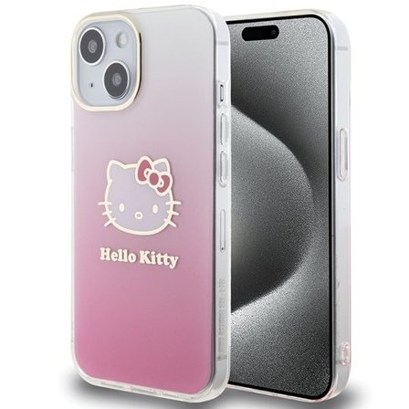 Hello Kitty IML Gradient Electrop Kitty Head-etui for iPhone 15 - rosa