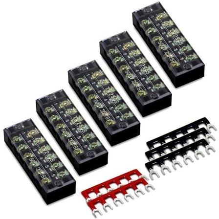 5 stk. serie 6P samleblok, 5 stk. serie 6P kortslutningsbjælke, TB2506 flammehæmmende kobberterminal kortslutningsklemme