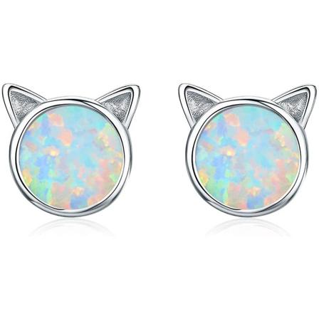 Opal Cat Stud Örhängen Hypoallergenic (roséguld)
