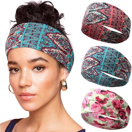 Leveät Boho-hiuspanta naiset venyvä hiuspanta treenihiuspanta naisten hiuksille hikinauha