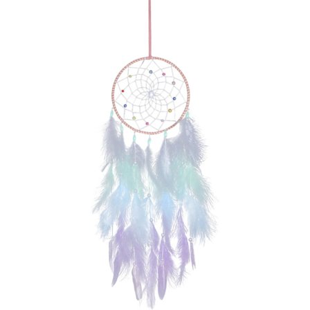 Vintage Makramé Drømmefanger - Familietræ Meditationspynt, Hvid Fjer Vægdekoration til Børn