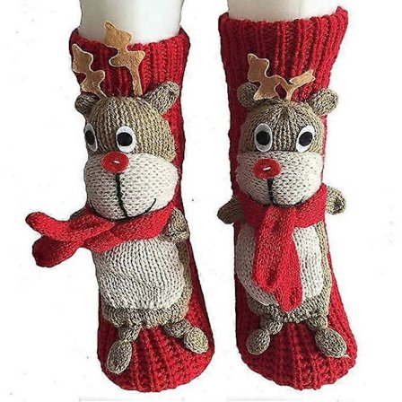 Dame Strikkede Sokker Vinter Varme Jul 3D Tegneserie Dyr Strømpe