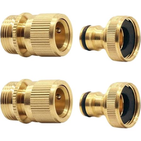 4 stk. 3/4 tomme messing haveslange hurtigkoblinger gevindhaneadapter han og hun messing gevindhanekonnektor haveslangetilslutning