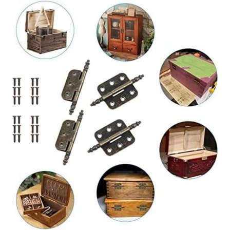 4 st antika mässingsgångjärn med 24 skruvar vintage platt gångjärn 70 *