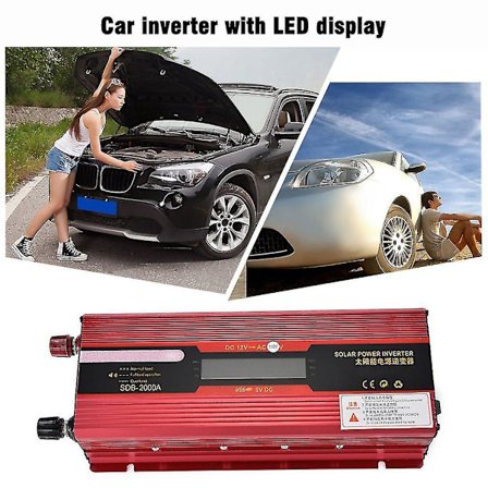 Bærbar 2000W Solenergi Bil Inverter LCD 12V-110V Forsyning