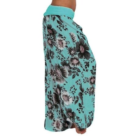 Plus size blommiga haremsbyxor f?r damer Baggy Yoga Casual byxor Green XL
