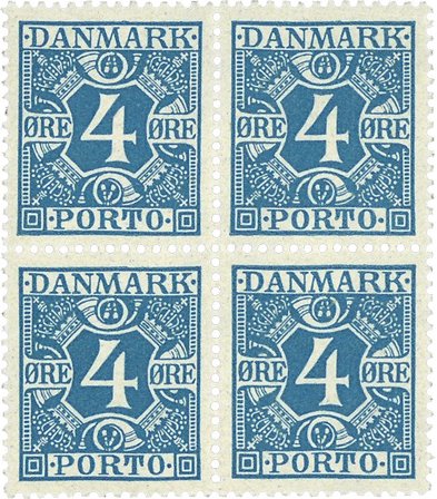 Danmark 1925 - Portomærke AFA 10 - 4-blok - Postfrisk
