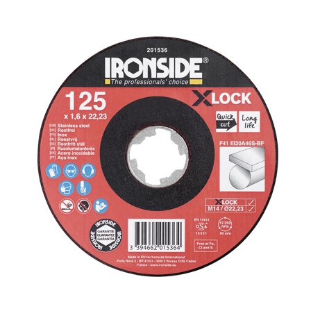 Ironside 201537 Kappeskive 125 cm, X-LOCK, for rustfritt stål, F41 125 x 2,5 x 22,23 mm, Maskintilbehør & forbruk