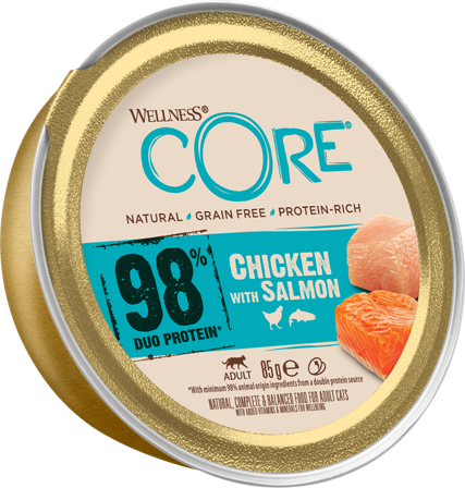 CORE Petfood - Katt 98 % kylling/laks-paté 85 g - Katt - Kattefôr & kattemat - Våtfôr og våtmat - ZOO.no