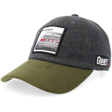 Gearshift - Grå unconstructed Keps - Slammed Bimmer Pach Wool Charcoal/Olive Dad Cap @ Hatstore