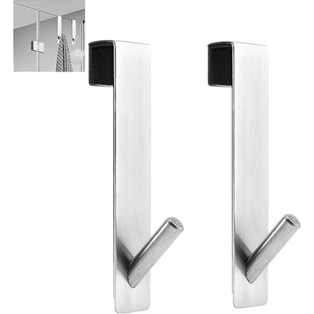 Pakke med utvidbare dusjdørkroker, tunge rustfritt stål håndklekrok uten boring over dørkrok for baderom rammeløs glass dusjdør (hy)