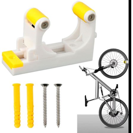 Seinäteline pyörille, seinään kiinnitettävät pyörätelineet, valkoinen ja keltainen