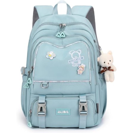 Koululaukut tytöille, ikä 10 12 16 18, alakoulu, yläkoulu, matkareppu, kevyt, suuri, muodikas, vedenpitävä reppu, sininen