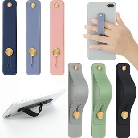 6 stycken telefonremgrepphållare mobiltelefongrepp teleskopiskt fingertelefonfingerremhållare universell fingerstöd för de flesta smartphones (mjuk