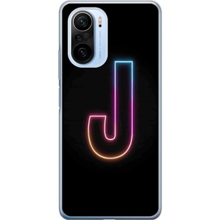 Kompatibel Mobilcover til Xiaomi Xiaomi Mi 11i Minimalistisk neonbogstav J i farveskiftende lys mod sort baggrund
