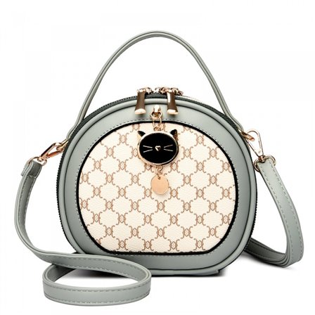 Axelremsväska Tryckt Liten Rund Väska Mjukt Läder