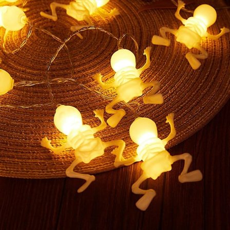 En Halloween LED Menneskeskelet Lampeledning Halloween Party Lampe 1.5m 10 Lampe Batteri (Varmt Hvidt)
