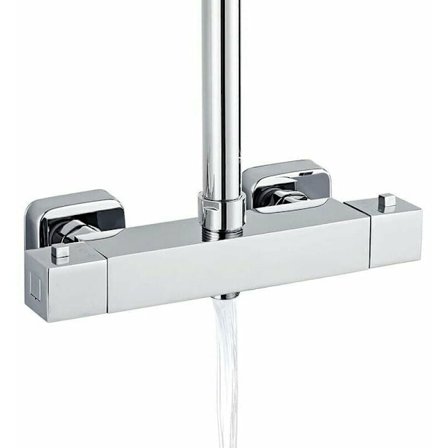 Brusesætsarmatur med pålidelig termostatisk blandingsbatteri, firkantet brusehoved for en spa-lignende oplevelse, vægmonteret nem installation med 