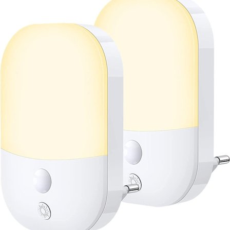 Væglampe med skumringssensor til entre, trapper, soveværelse, køkken, 0,3W, 2-pak