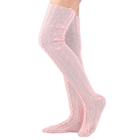 Efterårs- og vinterstrikkede knælange strømper Dames forlængede gulvstrømper Uldbunkestrømper