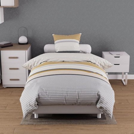 Påslakanset i bomull 57 trådantal 140x200 cm THALES senap, av Soleil d'ocre