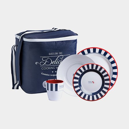 Serwis melaminowy Marine Business Venezia, non-slip, biały/czerwony/niebieski, 17 części - Jachtowa