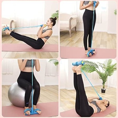 Resistance Training 4 Tubes Pedal Resistance Band Sit-up Pull Rope Fitness Pedal Exerciser Tension Rope Sports Trainer Equipment