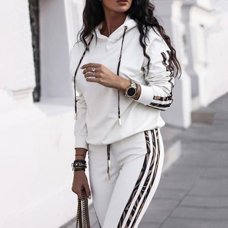 Dam Långärmade Luvtröjor Träningsoverall Loungewear Joggingbyxor 2-delad Sweatshirt Outfits