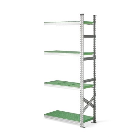 Regalsystem TRANSFORM, Anbaumodul, 1972 x 900 x 400 mm, Kunststoff grün