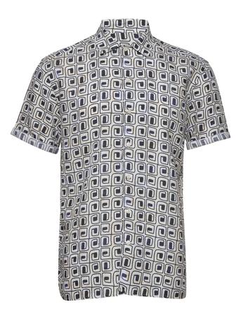 Block Print Linen Resort Shirt Patterned Eton