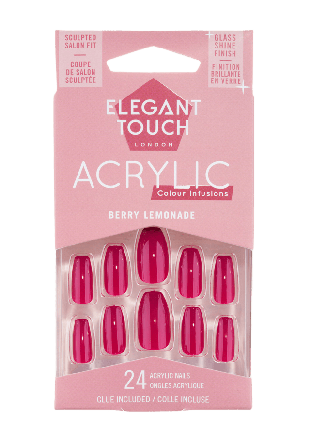 Elegant Touch Colour Acrylics Berry Lemonade Lösnaglar & dekoration Dam 1 PCS