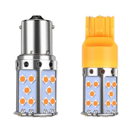 2 kpl Led-lamppua 3030 35smd Canbus Led-lamppu Yhteensopiva Auton Vilkkuvalojen kanssa Amber-valaistus 12v 24v, 1 kpl