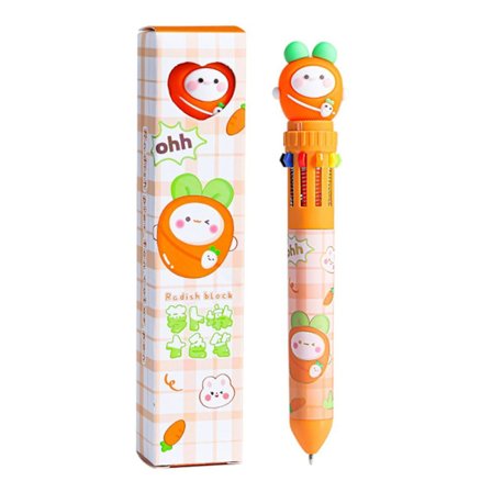 2stk 10-farger kulepenn 10-farger ORANSJE