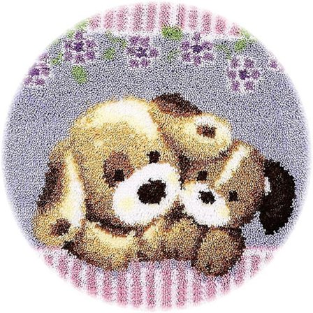 Latch Hook Kits Tæppe Pude Kit Til Boligindretning. Bedårende Hvalp. 50 X 50 Cm (Zd-120)